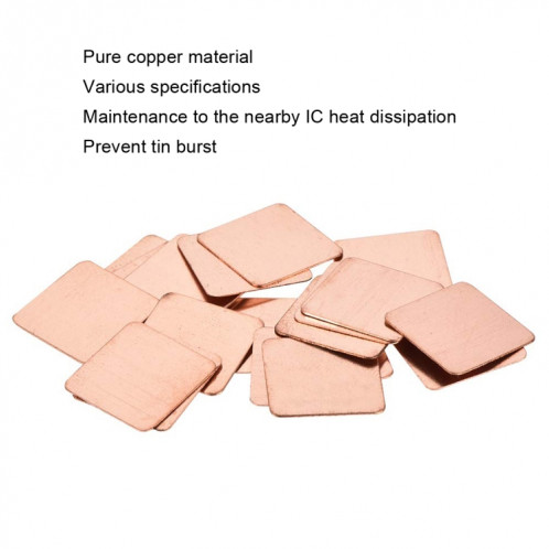20 pièces ordinateur portable refroidissement cuivre dissipateur thermique onglets conducteurs thermiques téléphone portable ordinateur carte graphique dissipateurs de chaleur 20x20x1.0mm SH60151144-06