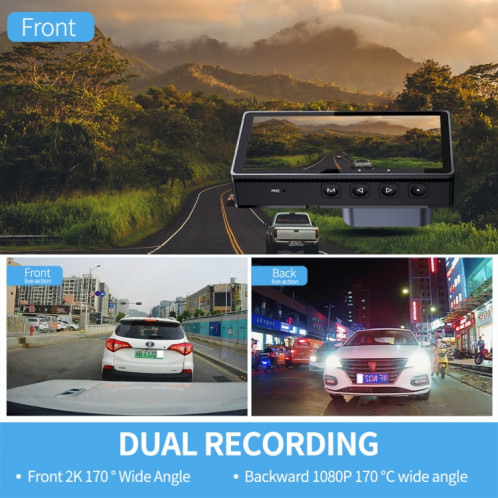 Enregistreur de voiture à vision nocturne FISANG sans fil WIFI à enregistrement unique 2K HD (K03) SF301A1793-014