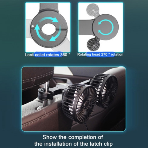Interface USB de dossier de siège arrière de voiture 12 V/24 V puissant ventilateur à double tête (F4207) SH401A1194-014