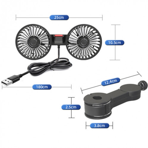 Interface USB de dossier de siège arrière de voiture 12 V/24 V puissant ventilateur à double tête (F4207) SH401A1194-014