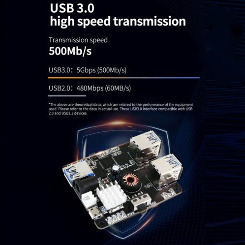Carte d'extension Yahboom USB3.0 HUB Dock d'extension pour robot ROS (6000301226) SY501A314-014