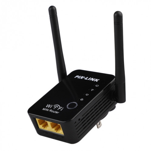 PIX-LINK 2.4G 300Mbps WiFi Amplificateur de signal Routeur sans fil Répéteur d'antenne double (prise UE) SP001B1125-06