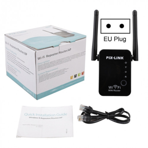 PIX-LINK 2.4G 300Mbps WiFi Amplificateur de signal Routeur sans fil Répéteur d'antenne double () SP001B1125-06