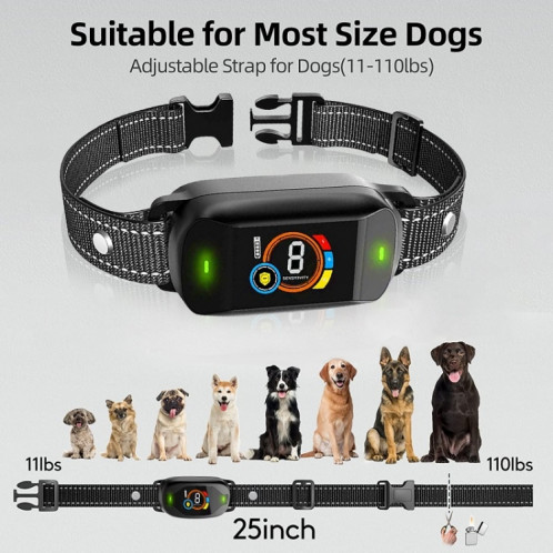 Écran couleur Bark Stopper Rechargeable Étanche Smart Dog Trainer (Noir) SH801A166-09