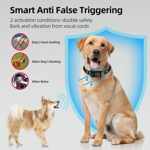 Écran couleur Bark Stopper Rechargeable Étanche Smart Dog Trainer (Noir) SH801A166-09