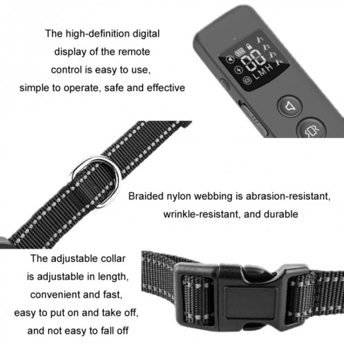 Smart Étanche Électrique Shock Dog Trainer Rechargeable À Distance Bark Stopper (Noir) SH101A1246-012