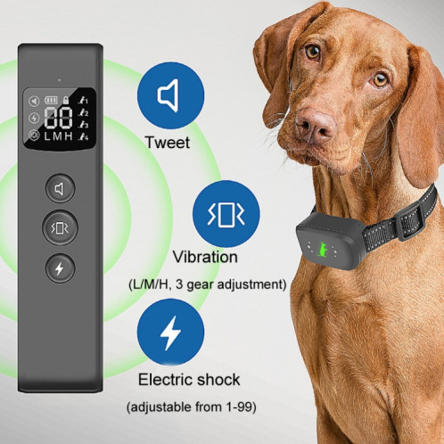 Smart Étanche Électrique Shock Dog Trainer Rechargeable À Distance Bark Stopper (Noir) SH101A1246-012