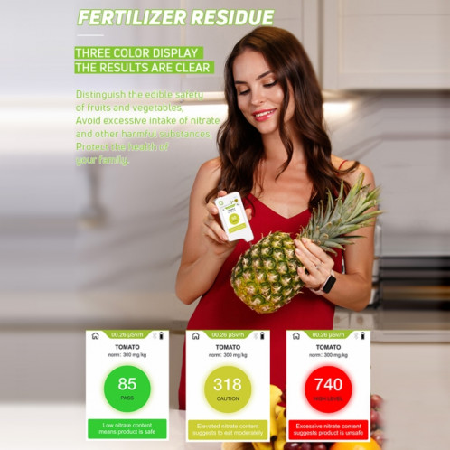 Greentest ECO6 détecteur environnemental de rayonnement nucléaire de qualité de l'eau de nitrate de nourriture de légumes, de fruits et de viande, prise ue (blanc) SG401A155-011