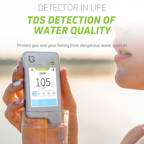 Greentest ECO6 détecteur environnemental de rayonnement nucléaire de qualité de l'eau de nitrate de nourriture de légumes, de fruits et de viande, prise ue (blanc) SG401A155-011