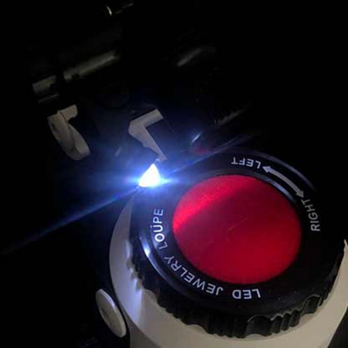 TH-519 Loupe à lumière LED 15X 20X 25X avec base en métal pour montre d'examen de bijoux (noir) SH701A138-09