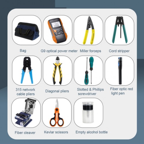 Le kit d'outils de réseau à fibres optiques 13 en 1 YH-G13 comprend une pince coupante pour compteur de puissance optique SH00031199-08