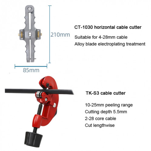 Kit d'outils pour Fiber optique YH-G11 11 en 1, couteau à câble TK-S3 et Kit de dénudage SH0004515-07