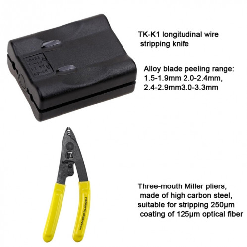 Kit d'outils pour Fiber optique YH-G11 11 en 1, couteau à câble TK-S3 et Kit de dénudage SH0004515-07