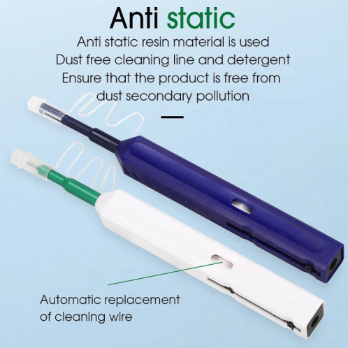 2 pièces/ensemble stylo de nettoyage de fibre optique nettoyant d'extrémité outil de nettoyage de fibre optique pour 1,25 mm LC/Mu et 2,5 mm SC/ST/FC(SC+LC) SH801A1775-010