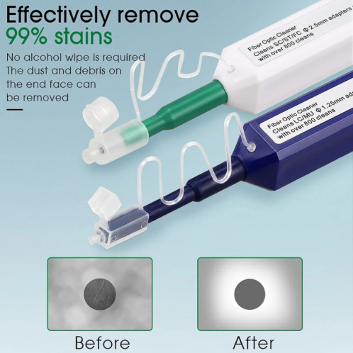 2 pièces/ensemble stylo de nettoyage de fibre optique nettoyant d'extrémité outil de nettoyage de fibre optique pour 1,25 mm LC/Mu et 2,5 mm SC/ST/FC(SC+LC) SH801A1775-010