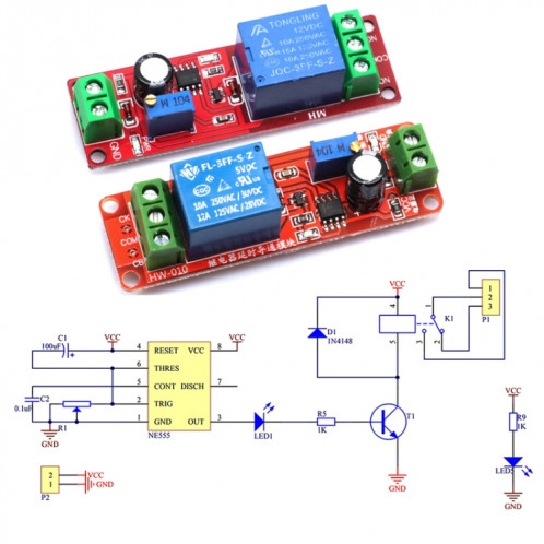Bouclier de relais temporisé 12V NE555, interrupteur de commande de minuterie, relais de voiture SH8802518-05