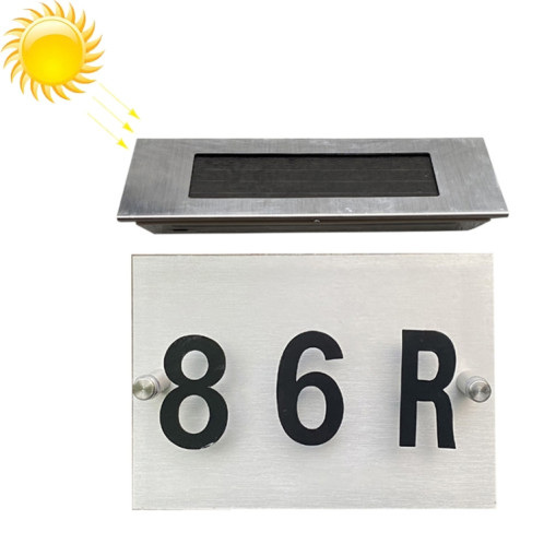 Small-4LED lumière blanche (67x30) en acier inoxydable numéro de maison solaire applique murale LED adresse Indication plaque d'immatriculation SH81011235-08