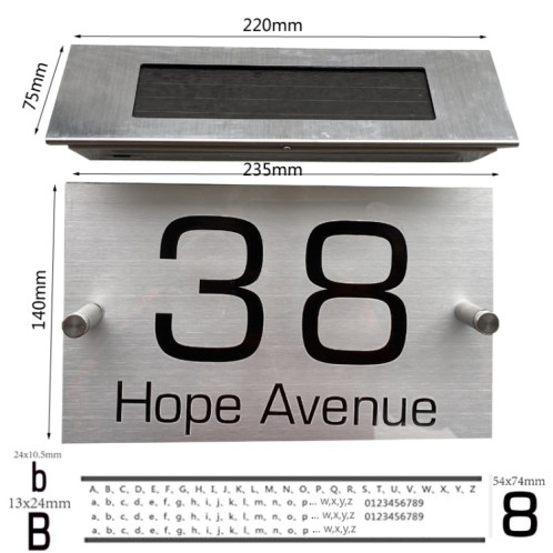 Large-18LEDs lumière bicolore en acier inoxydable solaire numéro de maison applique murale LED adresse Indication plaque d'immatriculation SH81031227-08