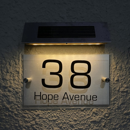 Large-18LEDs lumière bicolore en acier inoxydable solaire numéro de maison applique murale LED adresse Indication plaque d'immatriculation SH81031227-08