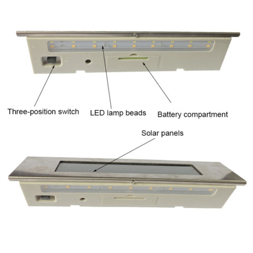 Large-18LEDs lumière bicolore en acier inoxydable solaire numéro de maison applique murale LED adresse Indication plaque d'immatriculation SH81031227-08
