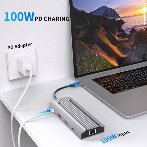 6-en-1 TYPE-C/USB-C vers PD+HDMI (4K 30hz) +USB3.0 x 3+Station d'accueil SSD SH03011759-06