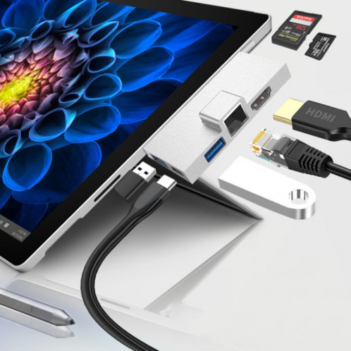 Pour Surface Pro 8/9/X double moyeu d'extension d'ordinateur type-c Station d'accueil 7 en 1 SH03841352-010