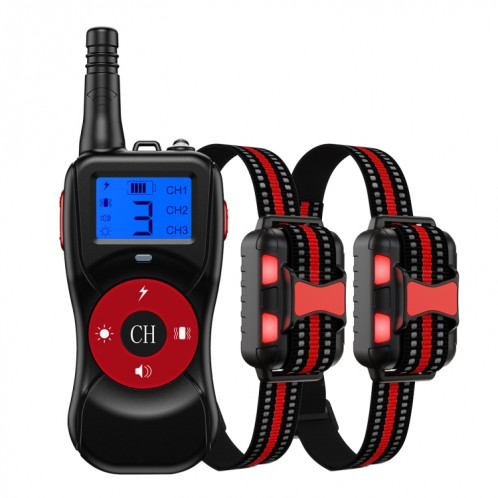 Dispositif de dressage de chien télécommandé électronique intelligent Bouchon d'écorce d'animaux étanche, style: pour deux chiens (rouge) SH702A525-013