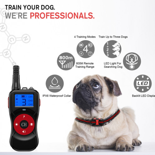 Dispositif de dressage de chien télécommandé électronique intelligent Bouchon d'écorce d'animaux étanche, style: pour deux chiens (rouge) SH702A525-013