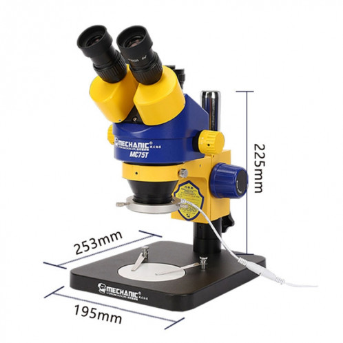 Le Microscope stéréo trinoculaire mécanique MC-75TimatX de qualité industrielle peut se connecter à un écran HD SM22021357-011