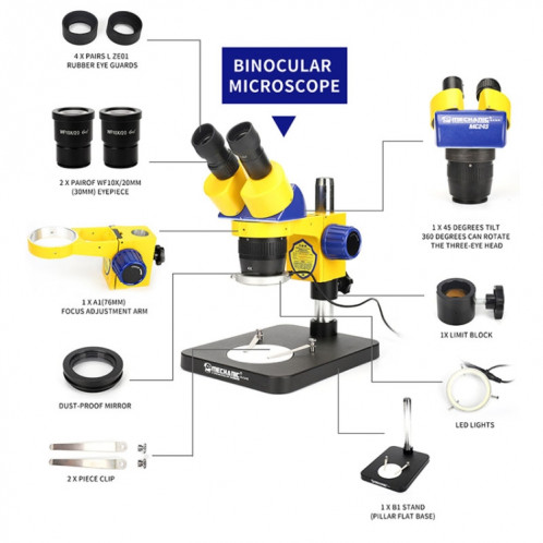 Microscope stéréo trinoculaire mécanique MC-75TB1, qualité industrielle, peut se connecter à un écran HD SM22011837-011