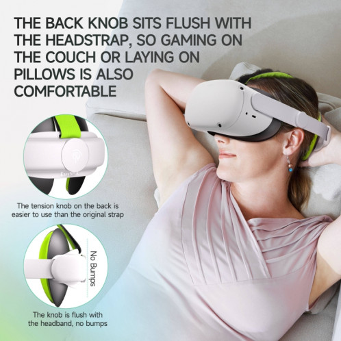 EasySMX Q20 pour casques Meta Quest 2 VR Sangle de tête réglable avec coussinets de tête adaptatifs (noir) SH001B688-010