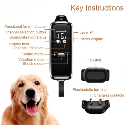 Collier de dressage pour chien Dispositif de dressage pour animaux de compagnie télécommandé intelligent de 400 m, spécification: T300 SH64011159-08