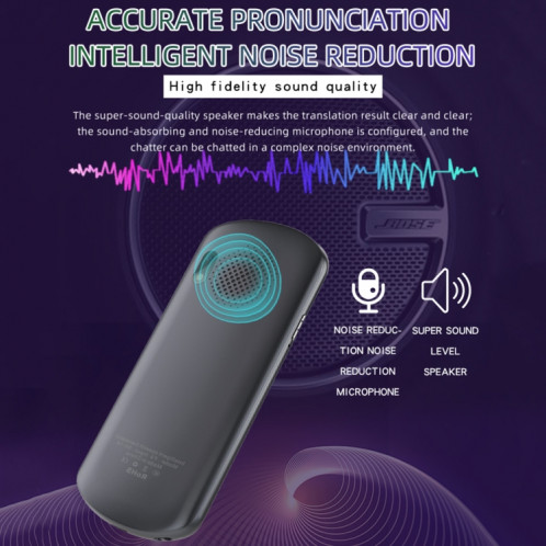 Traducteur WiFi à écran HD de 2,88 pouces, 139 langues, traducteur vocal, enregistrement de photos, stylo traducteur (gris foncé) SH801A367-012