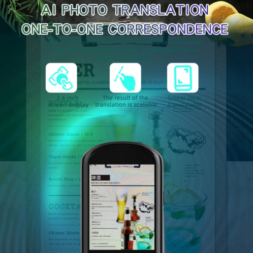 Traducteur WiFi à écran HD de 2,88 pouces, 139 langues, traducteur vocal, enregistrement de photos, stylo traducteur (blanc) SH801B1251-012
