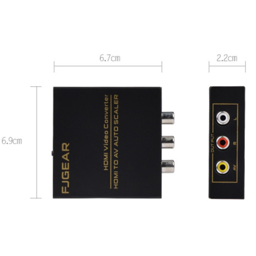 FJGEAR FJ-HA1308 Convertisseur HDMI vers AV Prise en charge NTSC PAL avec mise à l'échelle automatique de l'écran SF07691770-09