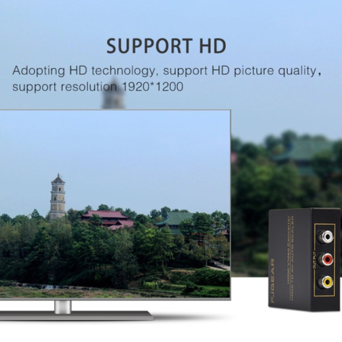 FJGEAR FJ-HA1308 Convertisseur HDMI vers AV Prise en charge NTSC PAL avec mise à l'échelle automatique de l'écran SF07691770-09