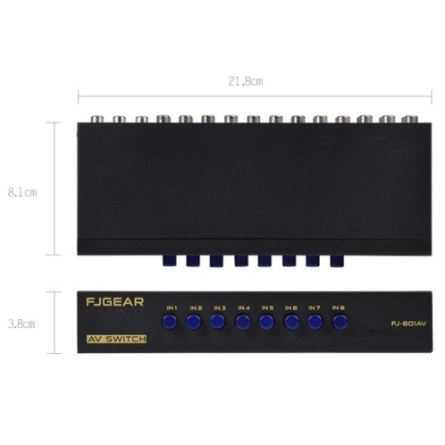 Commutateur audio vidéo FJGEAR FJ-801AV Commutateur CVBS 8 en 1 sortie SF0774624-09