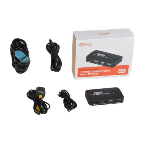 Commutateur KVM FJGEAR FJ-TYH201 Type-C/HDMI avec contrôleur de bureau SF07981043-012