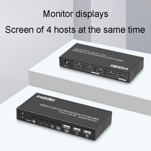 FJGEAR FJ-401HK Répartiteur vidéo HDMI KVM 4 ports avec télécommande IR SF0799926-010