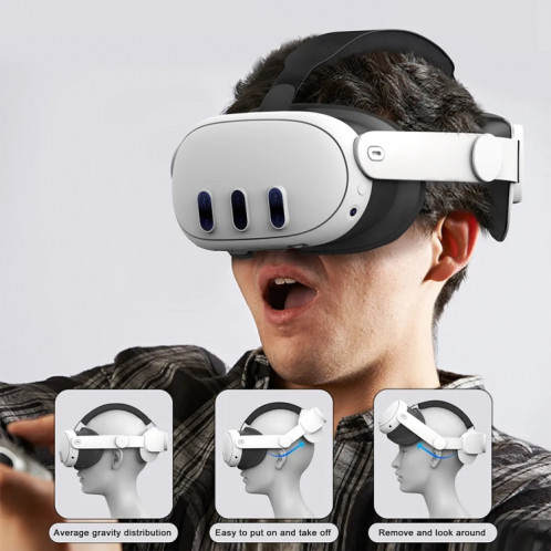 Pour Meta Quest 3 VR Sangle de tête de casque Elite réglable (blanc) SH401A121-06