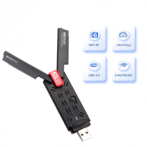 AX5400M 2.4G/5G/6G WIFI 6E Standard USB 3.0 carte réseau émetteur-récepteur WIFI (noir) SH801A438-07