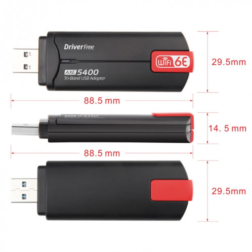 AX5400M 2.4G/5G/6G WIFI 6E Standard USB 3.0 carte réseau émetteur-récepteur WIFI (rouge) SH801B403-07