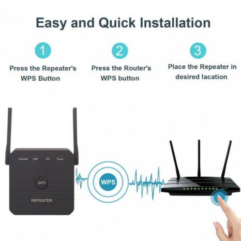 Répéteur Wifi 2.4G 300M, amplificateur Wifi avec 1 Port LAN, prise US SH19011684-08