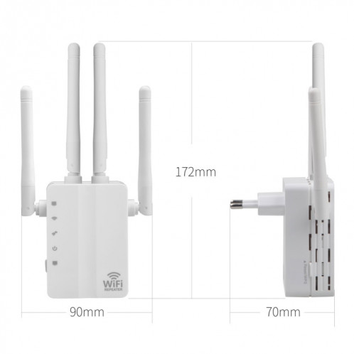 Répéteur WiFi d'extension de portée WiFi 5G/2.4G 1200Mbps avec 2 Ports Ethernet prise ue blanc SH61021571-08