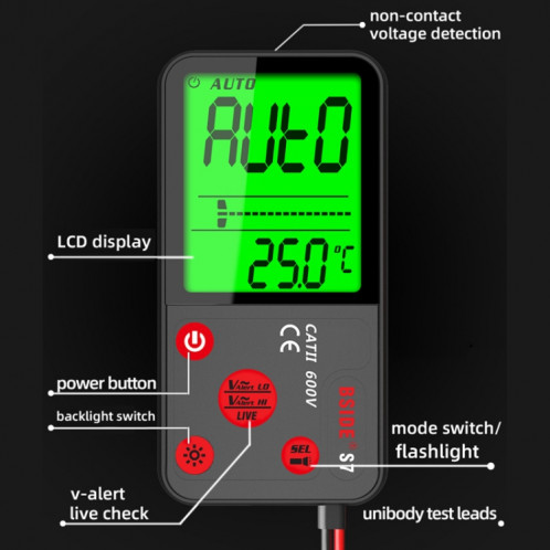 Le multimètre numérique mince intelligent BSIDE ADMS7 compte le voltmètre DC AC, modèle: modèle de charge avec ensemble d'outils SB8002369-010