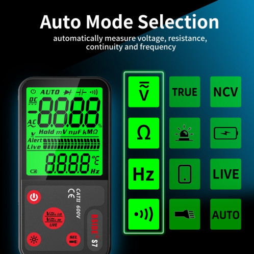 Le multimètre numérique mince intelligent BSIDE ADMS7 compte le voltmètre DC AC, modèle: modèle de charge avec ensemble d'outils SB8002369-010