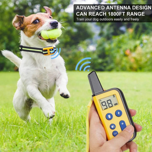 Entraîneur de chien télécommandé de 800m, collier pour animaux de compagnie, anti-aboiement, choc électrique, Vibration (noir) SH901A1209-012