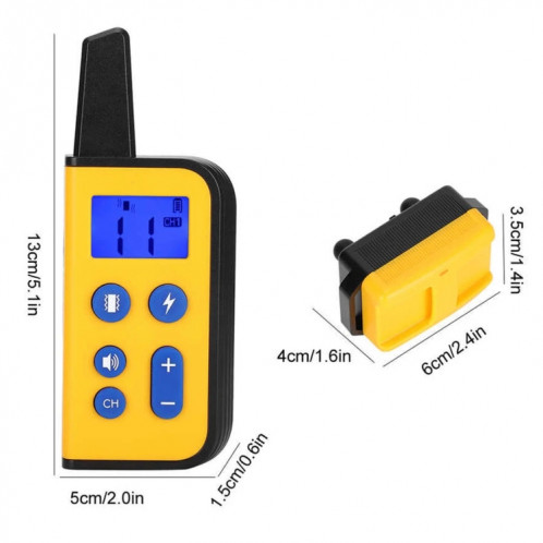 Entraîneur de chien télécommandé de 800m, collier pour animaux de compagnie, anti-aboiement, choc électrique, Vibration (noir) SH901A1209-012