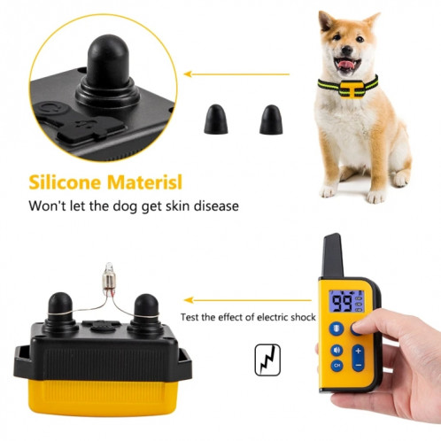 Entraîneur de chien télécommandé de 800m, collier pour animaux de compagnie, anti-aboiement, choc électrique, Vibration (noir) SH901A1209-012