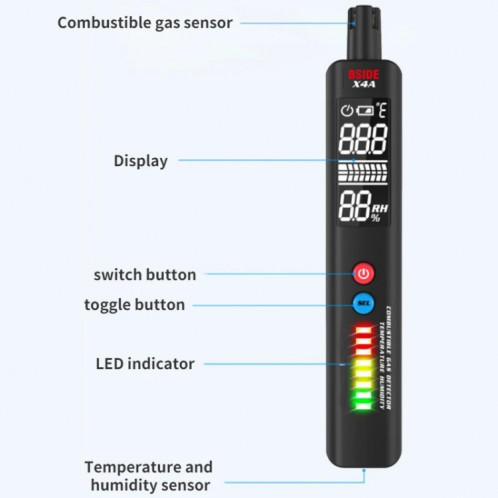 Alarme de fuite de gaz de détecteur de gaz combustible portatif BSIDE X4A SB10311727-012